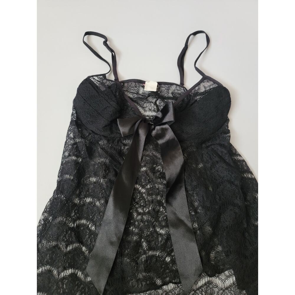 Just Shirley vintage‎ lingerie size medium lace bow  open top black